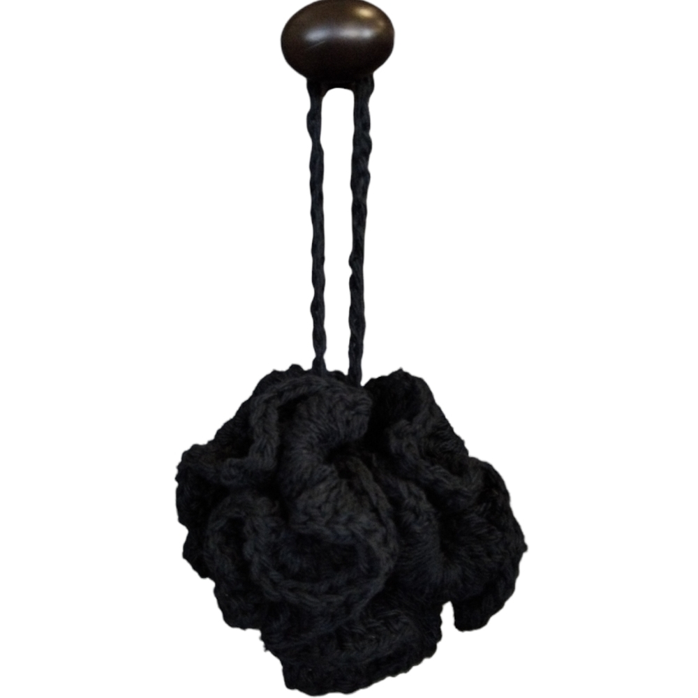 Crochet Black Bath Pouf